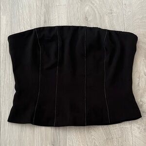 Black Strapless Top with Thin White Strips